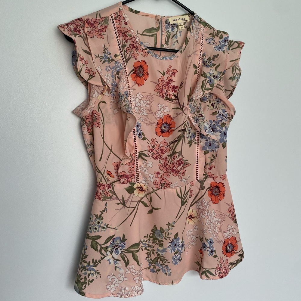 Pink Floral Peplum Top